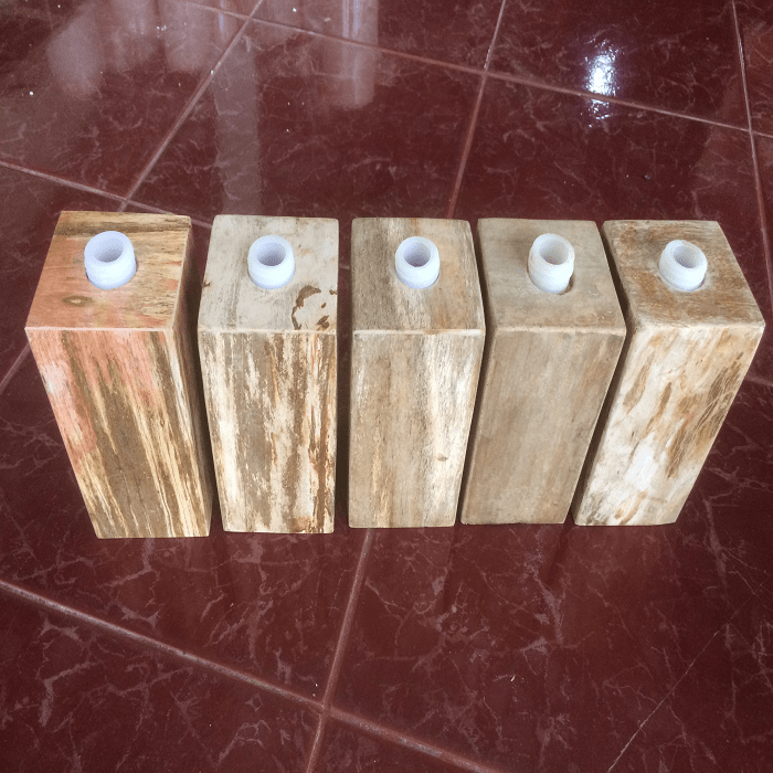 Soap dispenser made of petrified wood with polished surface Soap dispenser made of petrified wood with polished surface