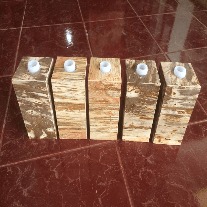 Soap dispenser made of petrified wood with polished surface Soap dispenser made of petrified wood with polished surface
