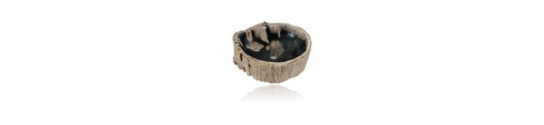 Handmade Natural Stone Sinks from Indonesia Petrified Wood Sinks | Vessel Stone Fossil Sinks