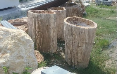 Waschtisch Saule aus Versteinerte Holz | Fossile Holz Waschbecken | Waschbecken aus versteinertem Holz | Fossile Holz Waschbecken für das Bad | Naturs